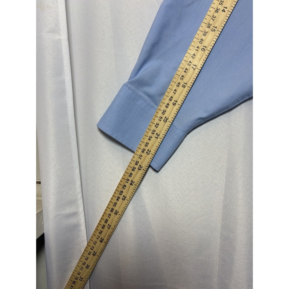 Stafford Coolmax Dress Shirt Men XL 17-17.5 34-35 Regular Fit Long Sleeve Blue - Picture 13 of 13